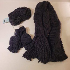 Cozy Black Knit Winter Accessories